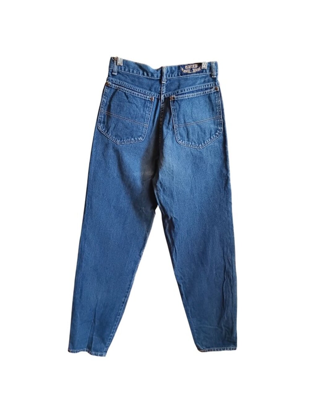 sz 11 27x33 Vintage Pleated High-Waisted Jeans Relaxed Fit Classic Blue Denim